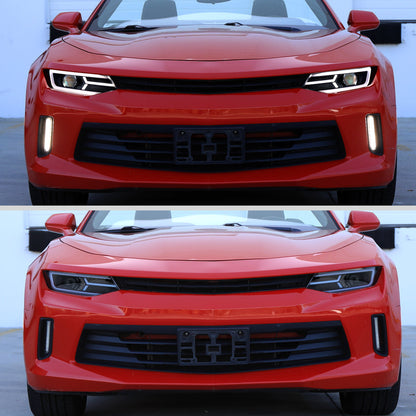 Spec-D 16-18 Chevy Camaro Headlights LED Strip Sequential Glossy Black