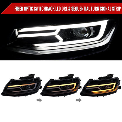 Spec-D 16-18 Chevy Camaro Sequential LED Headlights Chrome/Smoked