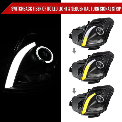 Spec-D 03-07 Cadillac CTS Headlights Halo Projector Black SEQ