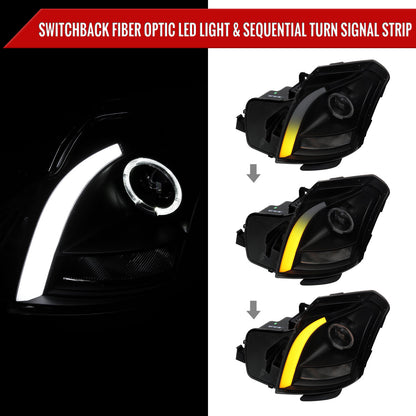 Spec-D 03-07 Cadillac CTS Headlights Halo Sequential DRL Black/Smoked