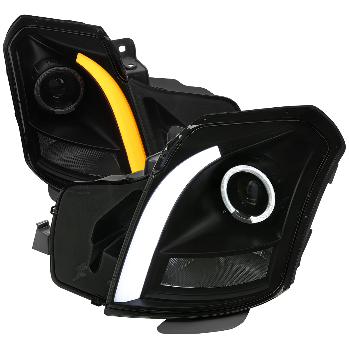 Spec-D 03-07 Cadillac CTS Headlights Halo Sequential DRL Black/Smoked
