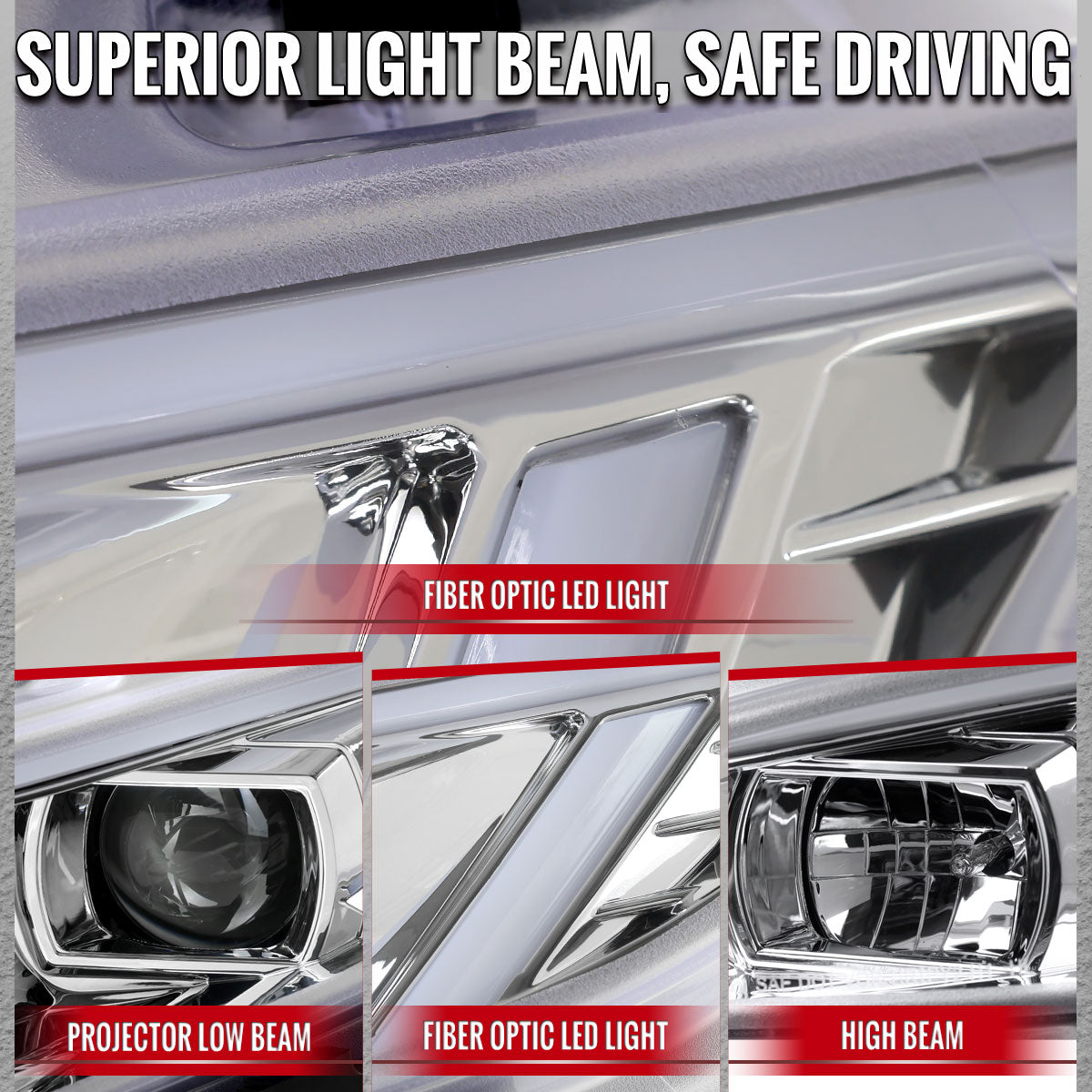 Spec-D 16-23 Toyota Tacoma Passenger Projector Headlight Chrome