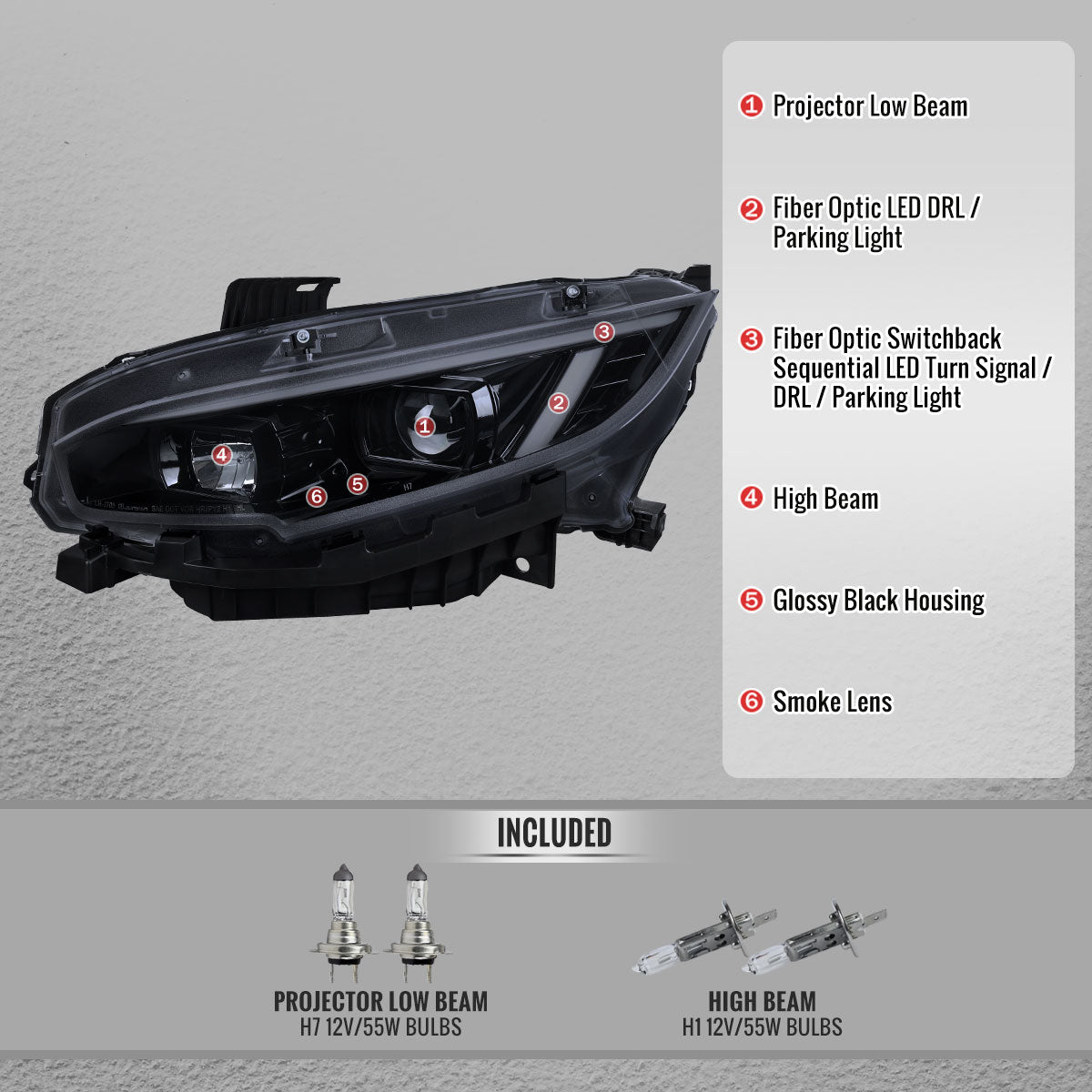 Spec-D 21-23 Ford F-150 Passenger Headlight OEM Chrome Replacement