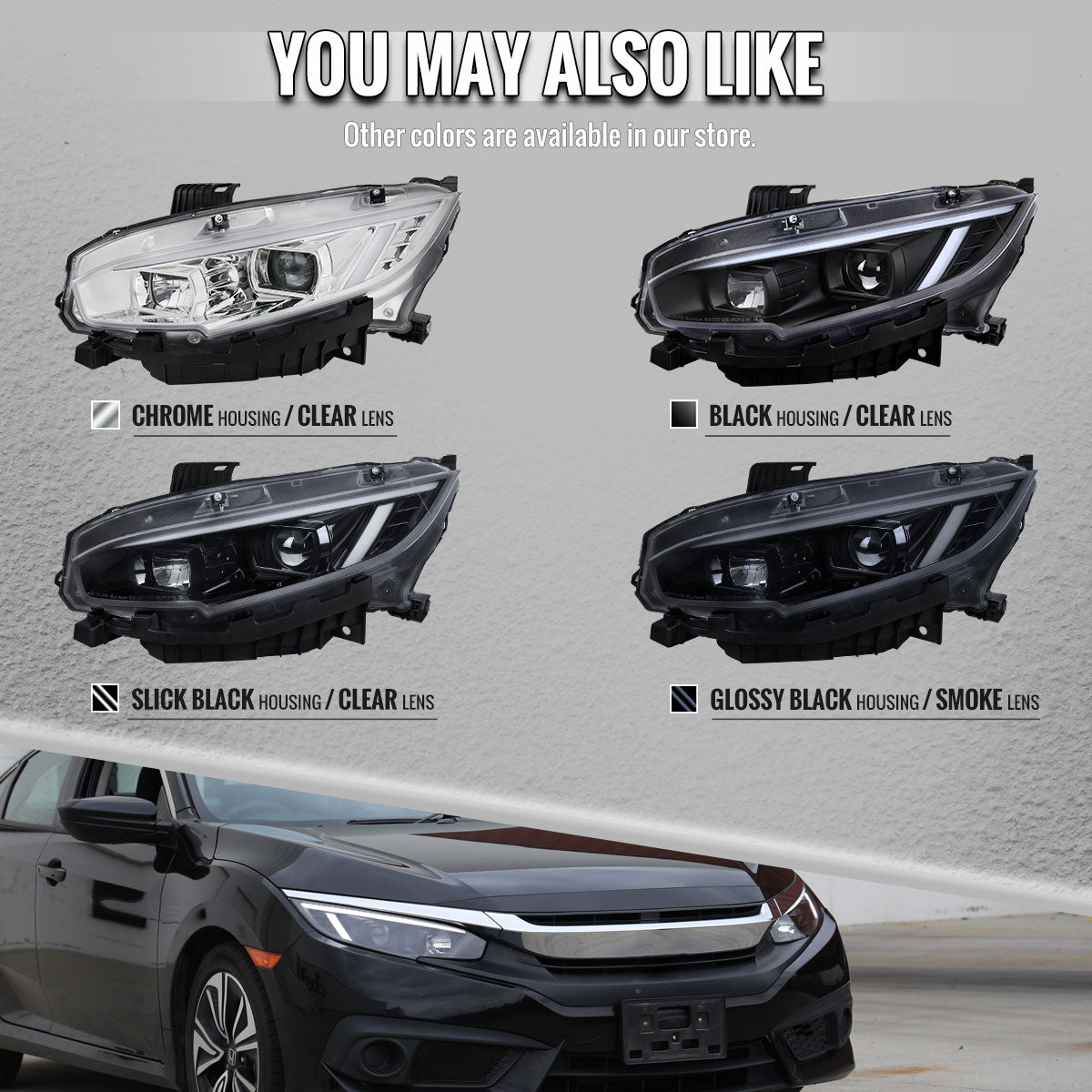 Spec-D 16-23 Toyota Tacoma Driver Projector Headlight Chrome