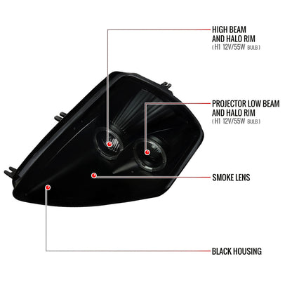 Spec-D 00-05 Mitsubishi Eclipse Dual Halo Headlights Black/Smoked