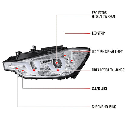 Spec-D 12-15 BMW F30 3-Series 4DR LED Projector Headlights HID Chrome