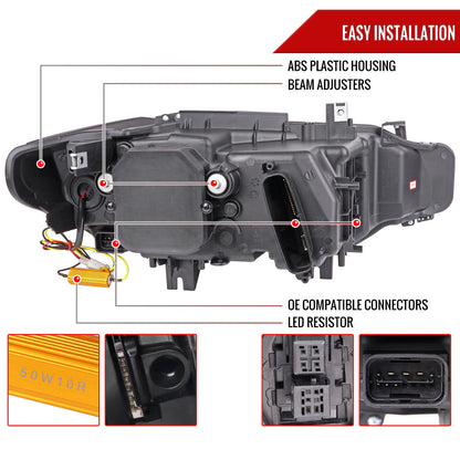 Spec-D 12-15 BMW F30 3-Series 4DR Projector Headlights HID Type Black