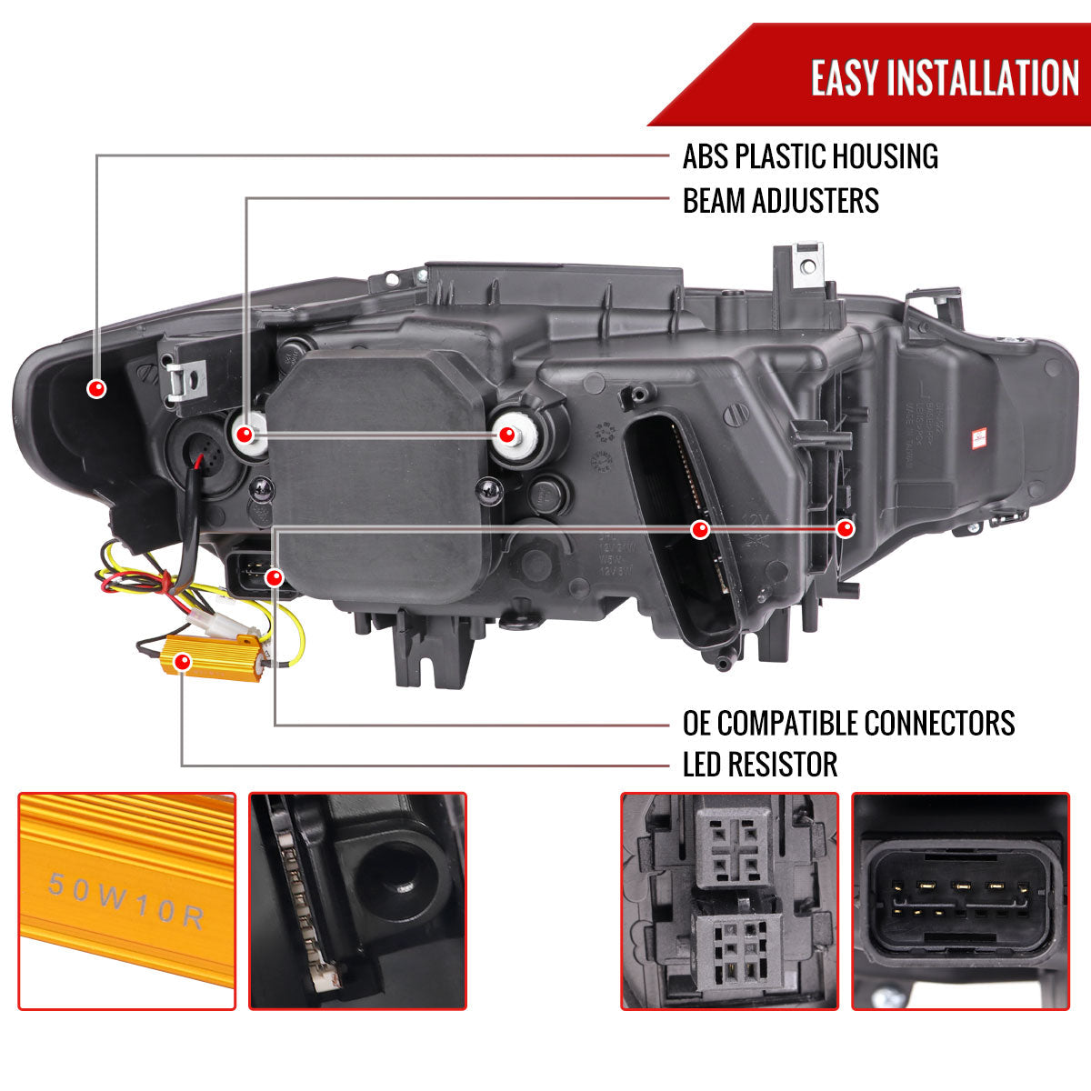 Spec-D 12-15 BMW F30 3-Series 4DR LED Projector Headlights HID Black