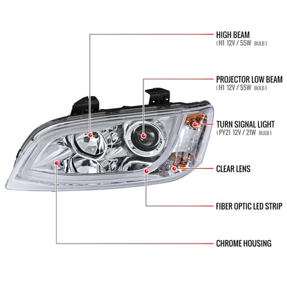 Spec-D 08-09 Pontiac G8 LED Bar Projector Headlights Chrome