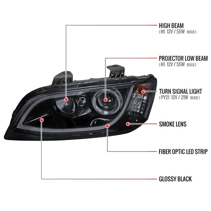 Spec-D 08-09 Pontiac G8 Projector Headlights LED Bar Black/Smoked