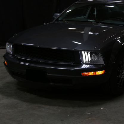 Spec-D 05-09 Ford Mustang LED Bar Projector Headlights Jet Black