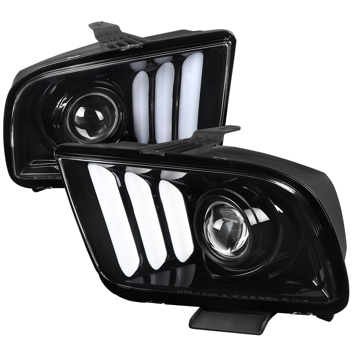 Spec-D 05-09 Ford Mustang LED Bar Projector Headlights Jet Black