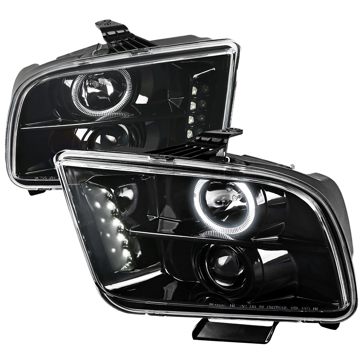 Spec-D 05-09 Ford Mustang Halo Projector Headlights Black
