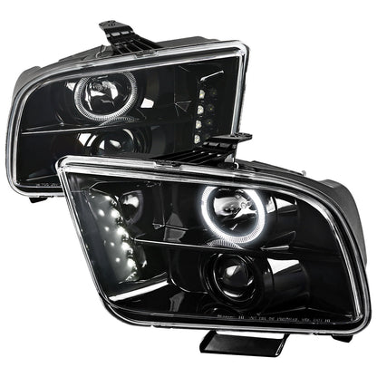 Spec-D 05-09 Ford Mustang Halo Projector Headlights Black