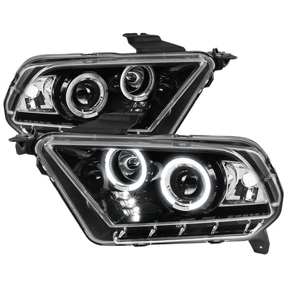 Spec-D 10-14 Ford Mustang Headlights Dual Projector Jet Black/Clear