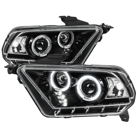 Spec-D 10-14 Ford Mustang Headlights Dual Projector Jet Black/Clear