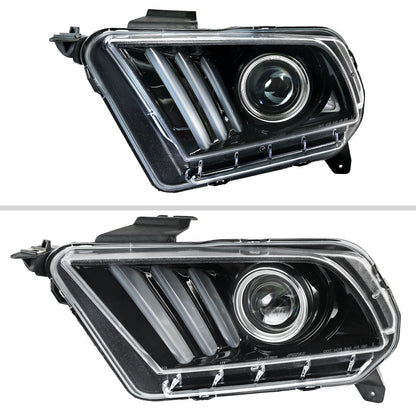 Spec-D 10-14 Ford Mustang Headlights Sequential Turn Signals Black