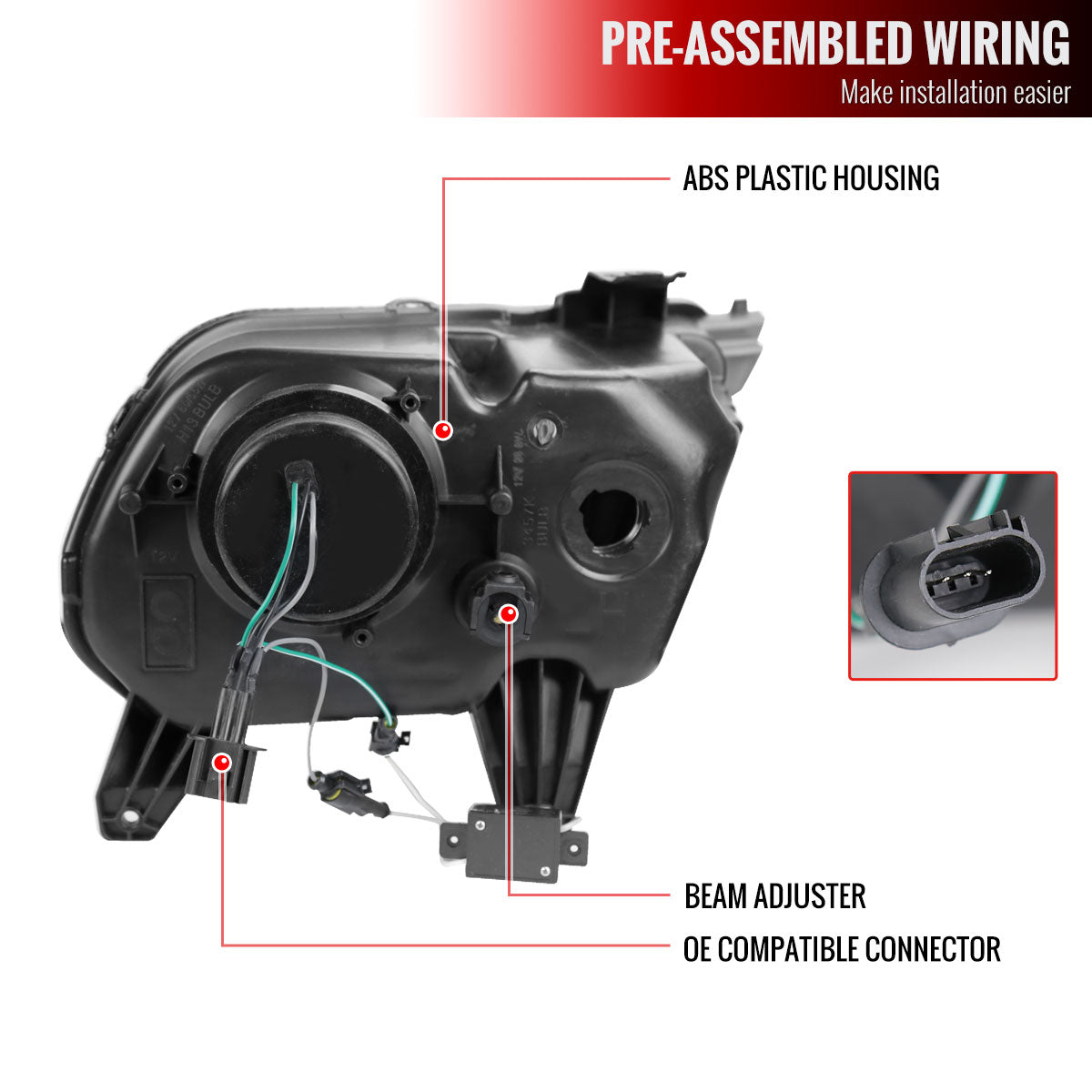 Spec-D 10-14 Ford Mustang Retrofit Style Projector Headlights Black