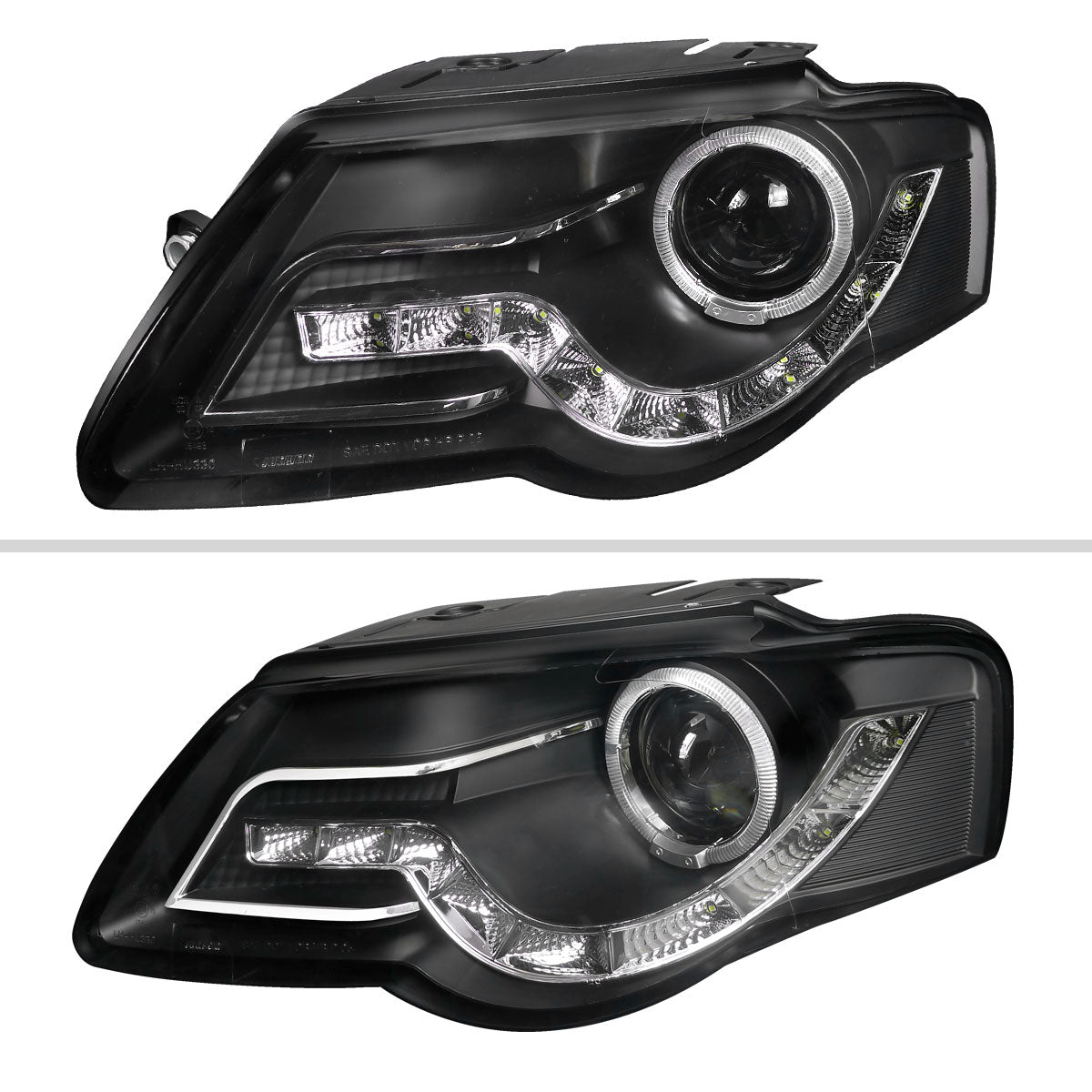 Spec-D 06-10 VW Passat Halo Headlights R8 Style Light Strip Black