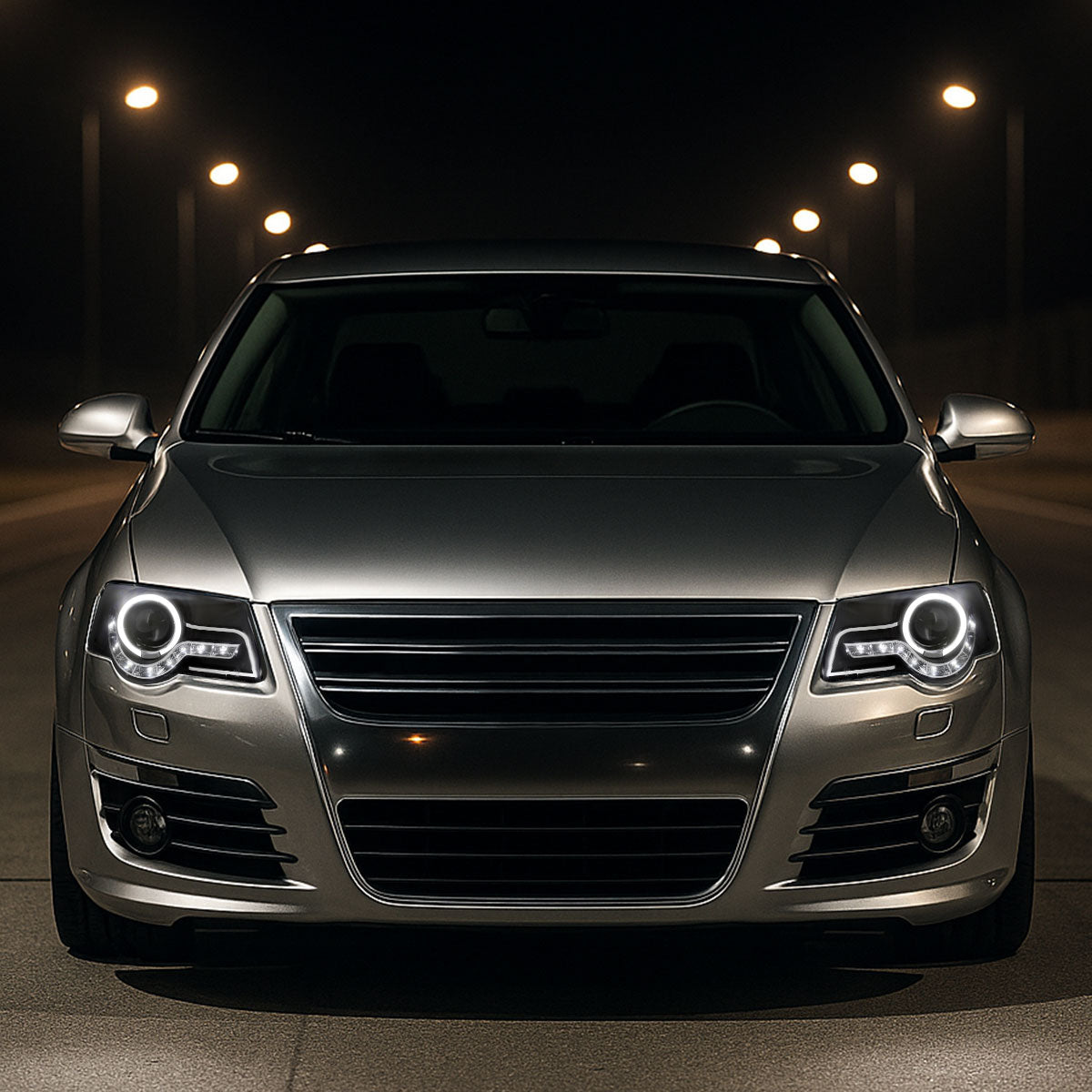 Spec-D 06-10 VW Passat Halo Headlights R8 Style Light Strip Black