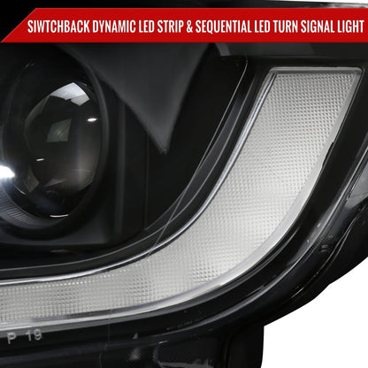 Spec-D 19-22 Ford Ranger SEQ LED Bar Projector Headlights Black