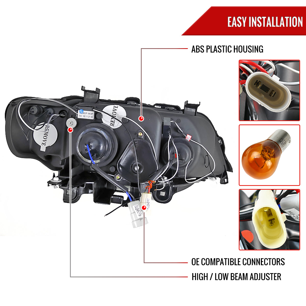 Spec-D 01-03 BMW E53 X5 Dual Halo Projector Headlights GL Black/Smoked