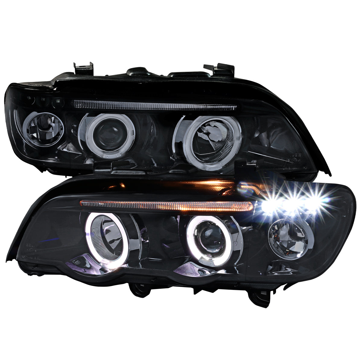Spec-D 01-03 BMW E53 X5 Dual Halo Projector Headlights GL Black/Smoked