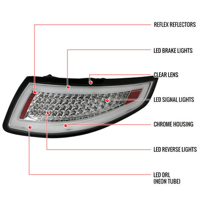 Spec-D 05-08 Porsche 911 997 LED Tail Lights Chrome/Clear