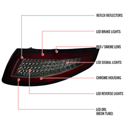 Spec-D 05-08 Porsche 997 911 LED Tail Light Red Smoked
