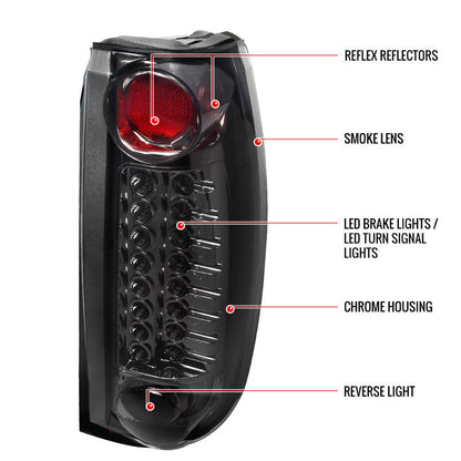 Spec-D 88-00 Chevy Silverado Sierra LED Tail Lights Black/Clear