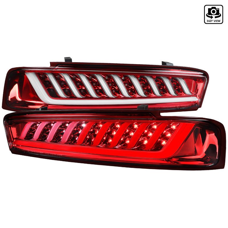 Spec-D 16-18 Chevrolet Camaro White LED Bar Tail Light- Red Housing