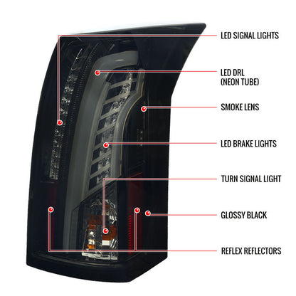 Spec-D 03-07 Cadillac CTS LED Tail Lights Black Smoked