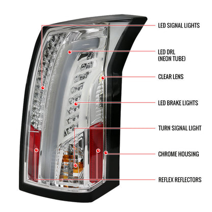 Spec-D 03-07 Cadillac CTS Tail Lights LED Chrome/Clear