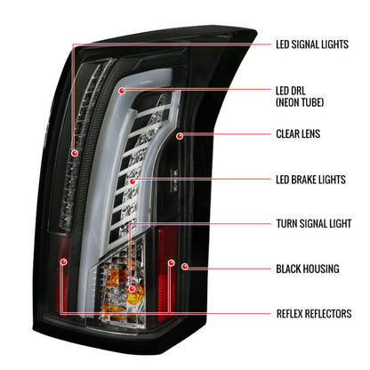 Spec-D 03-07 Cadillac CTS LED Tail Lights Black