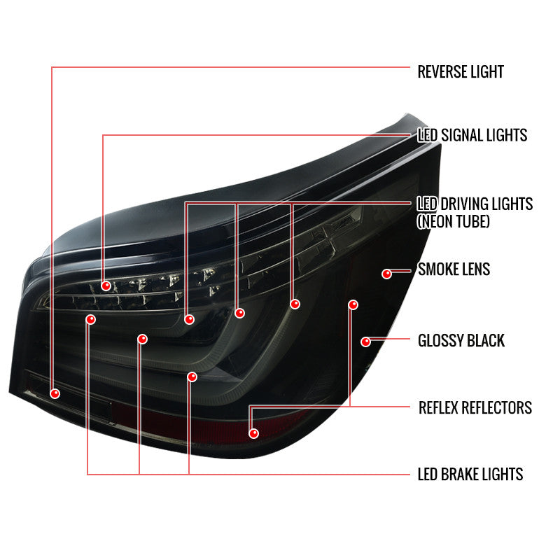 Spec-D 04-07 BMW 530i 550i 545i E60 LED Tail Lights Smoked