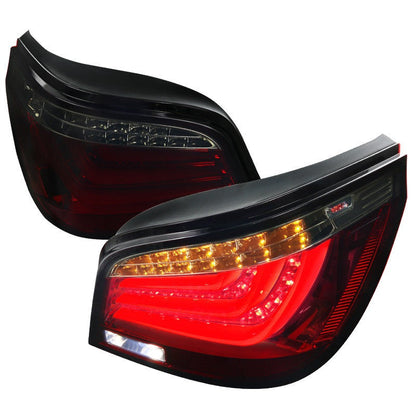 Spec-D 08-10 BMW E60 525i 530i 535i 550i LED Tail Lights Chrome Red Smoked Lens
