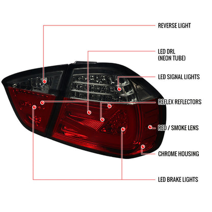 Spec-D 06-08 Bm 323i 325i 328i 330i E90 LED Tail Lights Red Smoked