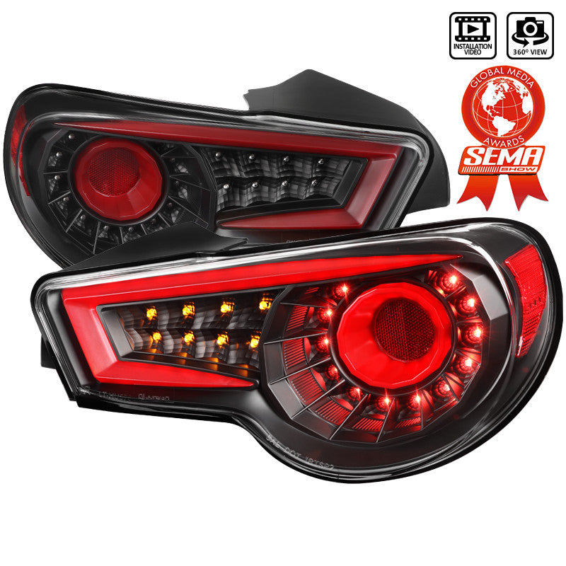 Spec-D 12-16 Scion FR-S Subaru Brz LED Tail Lights Black Red Bar