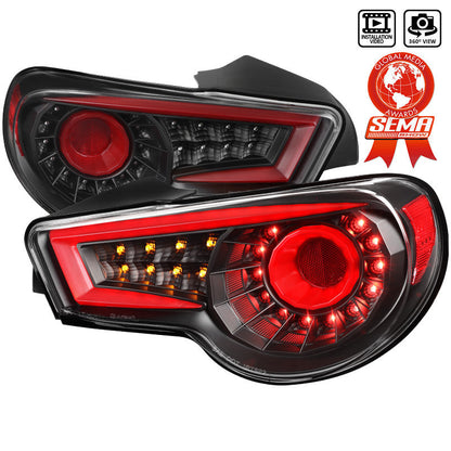 Spec-D 12-16 Scion FR-S Subaru Brz LED Tail Lights Black Red Bar