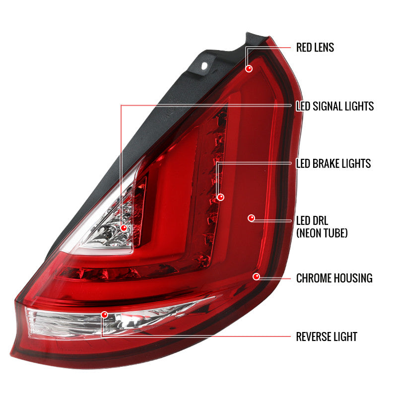 Spec-D 11-12 Ford Fiesta LED Tail Lights Red