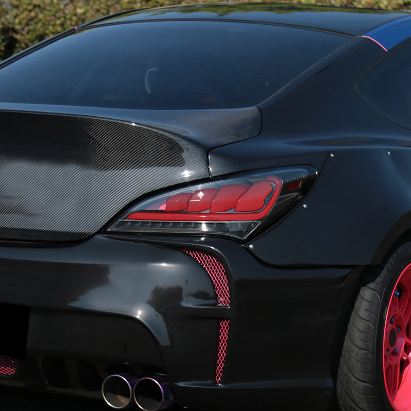 Spec-D 10-16 Hyundai Genesis LED Tail Lights Black Clear Lens Red Bar