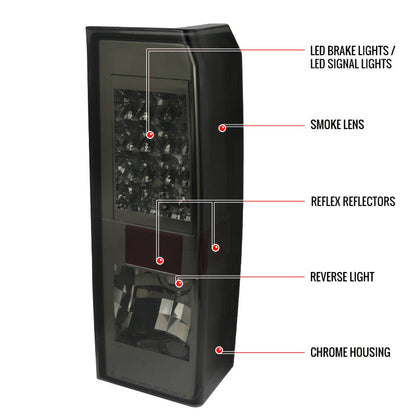 Spec-D 05-10 Hummer H3 LED Tail Lights Chrome/Smoked