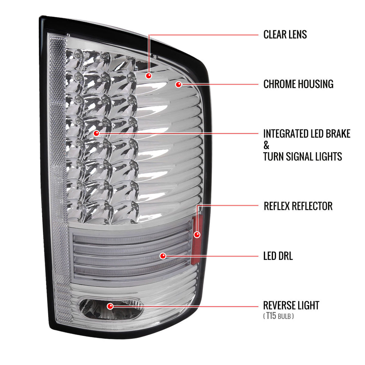 Spec-D 02-06 Dodge Ram Chrome LED Tail Lights