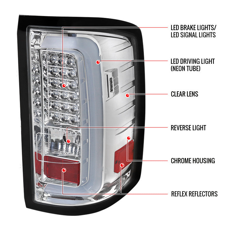Spec-D 14-18 GMC Sierra 2500HD 3500HD LED Tail Lights Chrome