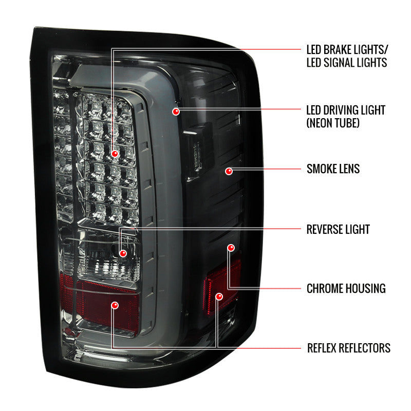 Spec-D 14-19 GMC Sierra 250HD 3500HD LED Tail Lights Smoked