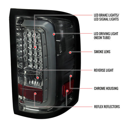 Spec-D 14-19 GMC Sierra 250HD 3500HD LED Tail Lights Smoked