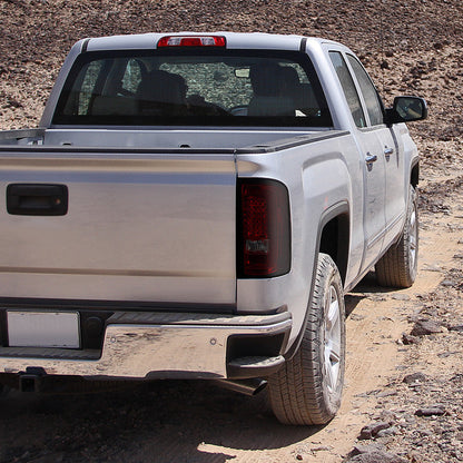 Spec-D 14-18 GMC Sierra LED Tail Lights Chrome/Red Smoked