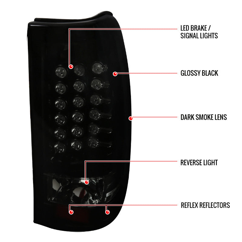 Spec-D 03-06 Silverado GMC Sierra Tail Lights LED Glossy Black/Smoked