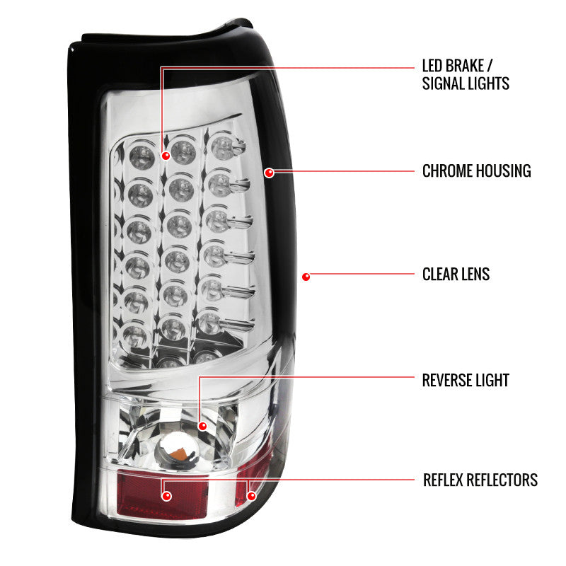 Spec-D 03-06 Chevy Silverado GMC Sierra Tail Lights LED Chrome/Clear