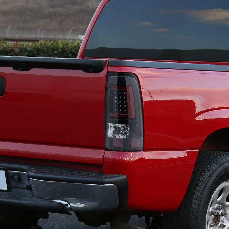 Spec-D 99-02 Chevy Silverado LED Bar Tail Lights Black/Clear Lens